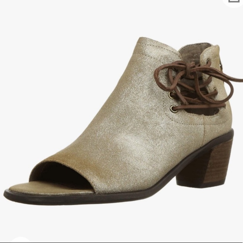 OTBT Taupe Prairie Leather Peep Toe Ankle Bootie